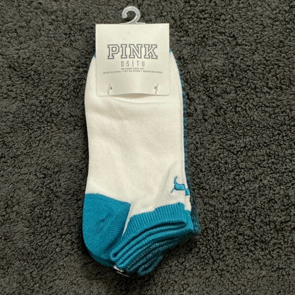 PINK Victoria's Secret Accessories - PINK Victoria's Secret White and Teal Casual Socks